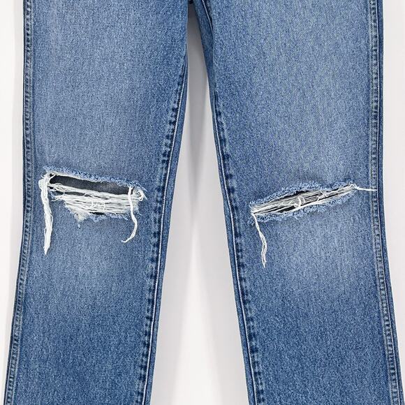 GRLFRND The Sara Distressed Straight Jeans Women’s Size 24 Rambla Blue - Picture 3 of 10